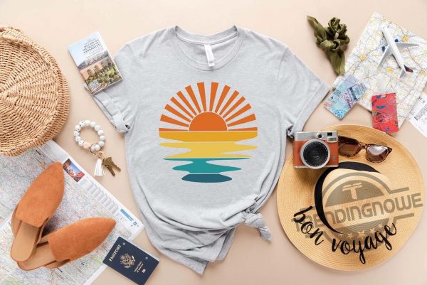 Retro Sunset Rays Wavy Summer Gift Shirt