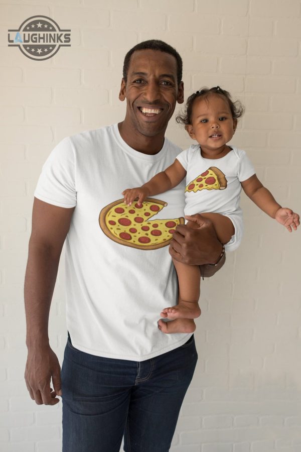 Pizza Fathers Day Shirt, Dad And Me Shirts, Pizza Matching Tees, A Small Slice of Dad Shirts, Father's Day Gift, Funny Dad Daughter Son Shirt, Pizza Shirt - | Laughinks Official Image