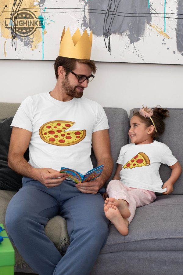 Pizza Fathers Day Shirt, Dad And Me Shirts, Pizza Matching Tees, A Small Slice of Dad Shirts, Father's Day Gift, Funny Dad Daughter Son Shirt, Pizza Shirt - | Laughinks Official Image