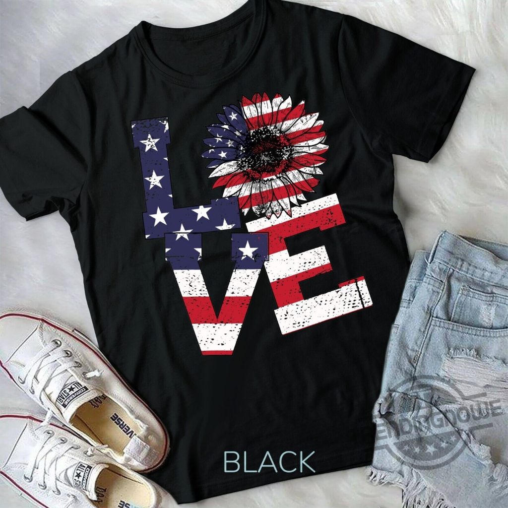 Love Sunflower American Flag Happy 4th Of July Gift For Family Shirt trendingnowe.com 1 1024x1024 1