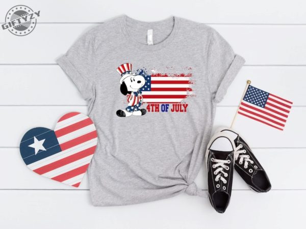 Peanuts Patriotic Snoopy 4th Of July Veterans Day American Flag Retro Shirt giftyzy 2