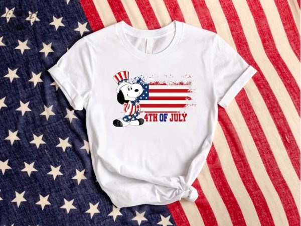 Peanuts Patriotic Snoopy 4th Of July Veterans Day American Flag Retro Shirt giftyzy 3