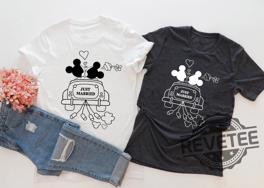 Just Married Disney Shirt Disney Couple Shirt Disneyland Wedding