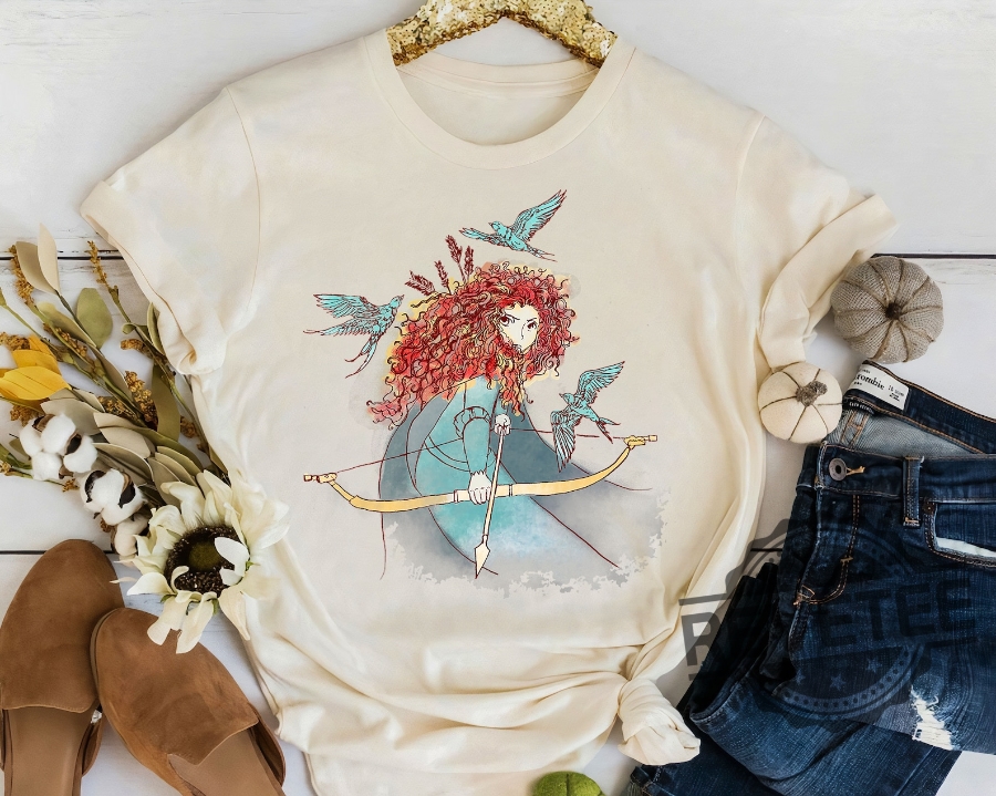 Disney Brave Merida Watercolor Portrait T Shirt Disneyland Family Tee Disneyworld Trip Shirt Revetee