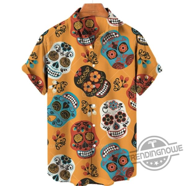 Skull Pattern Flower 3D All Over Printed Gift Hawaiian Shirt trendingnowe.com 1