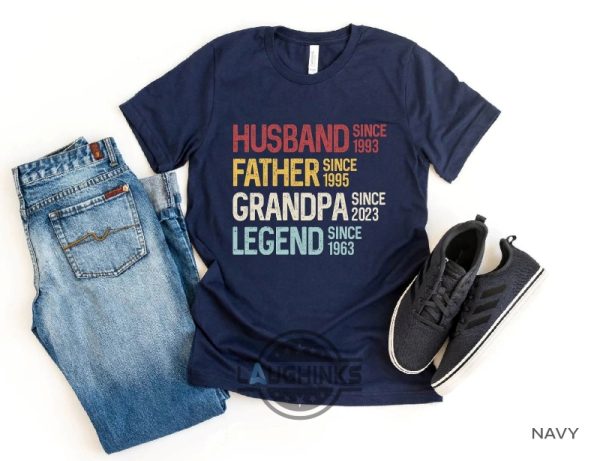 husband father grandpa legend personalized dad grandpa shirt fathers day shirt custom year title funny gift for men laughinks 1