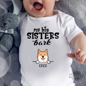 my big sister barks shirt custom dog face kid baby clothing