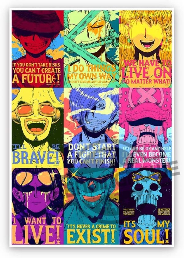 One Piece Inspirational Quotes Luffy Zoro Nami Gift Poster