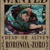 One Piece Rononoa Zoro Wanted Gift Poster