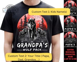 custom grandpa's wolf pack shirt with kids names