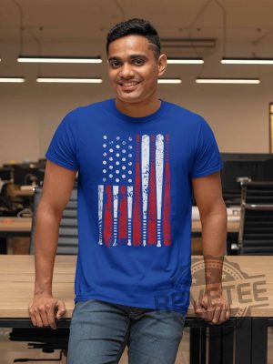 Mens Baseball Flag T Shirt Patriotic 1 revetee 1