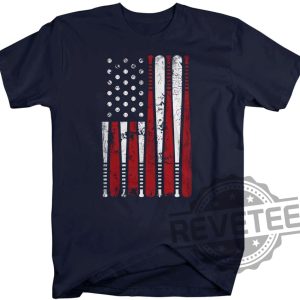 Mens Baseball Flag T Shirt Patriotic 2 revetee 1