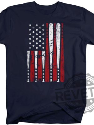 Mens Baseball Flag T Shirt Patriotic 2 revetee 1