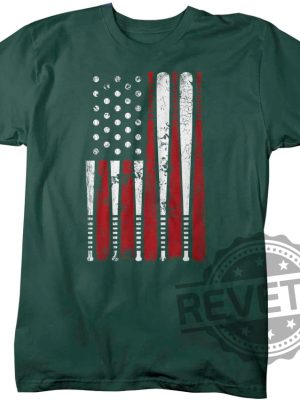 Mens Baseball Flag T Shirt Patriotic 3 revetee 1