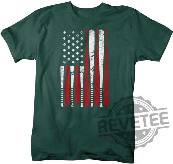 Mens Baseball Flag T Shirt Patriotic 3 revetee 1