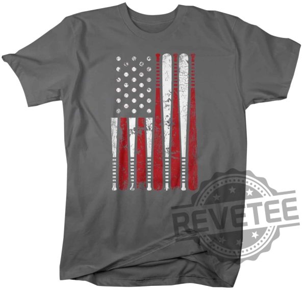 Mens Baseball Flag T Shirt Patriotic 4 revetee 1