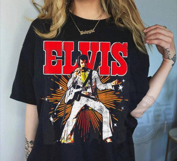 Elvis Presley Official Retro Shirt Music Rock 5 revetee 1