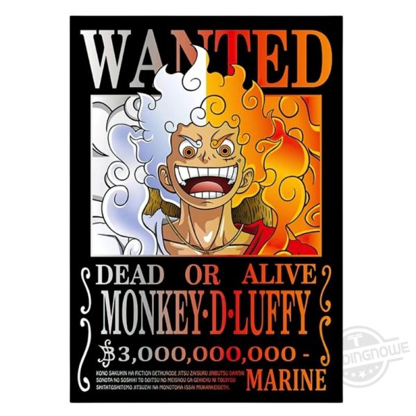 One Piece Luffy Gear 5 Wanted Poster