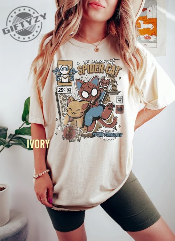 Vintage Spider Cat Spiderman Across the Spider Verse Marvel Shirt giftyzy 1