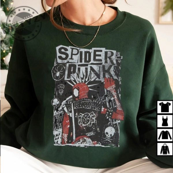 Retro Spider Punk Spider Man Across the Spider Verse Marvel Shirt giftyzy 3