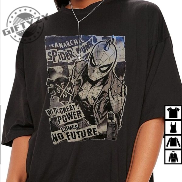 Retro Spider Punk Spider Man Across the Spider Verse Tee Hoodie Sweatshirt giftyzy 1