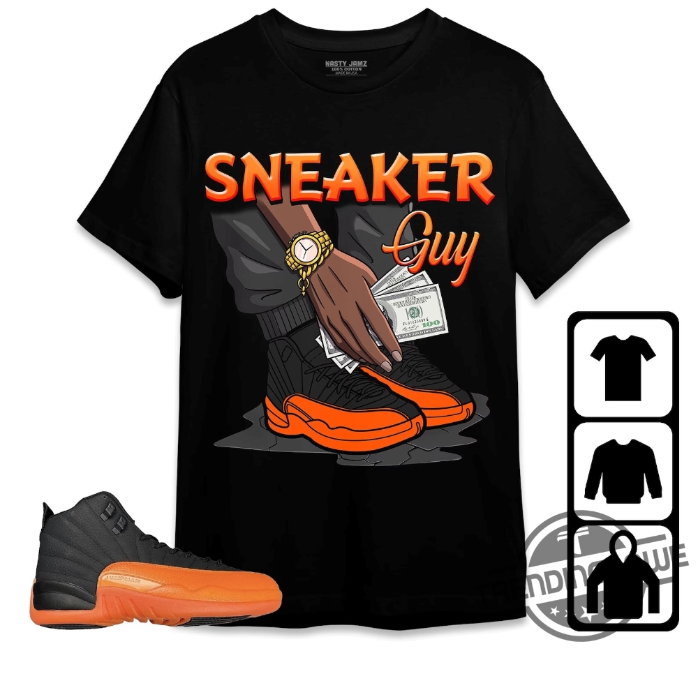 "Score Big with Sports Gift Collection Jordan Air Shirt" 8 Jordan 12 Brilliant Orange Shirt Sneaker Guy Shirt To Match Sneaker