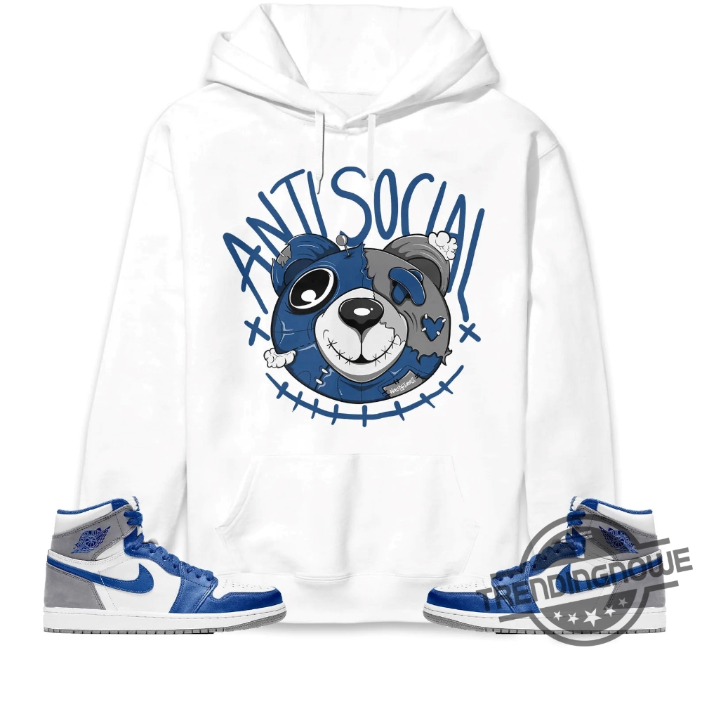 "Top 10 Jordan Air Shirt Collection for Sneaker Lovers" 5 Jordan 1 High Og True Blue Shirt Anti Social Head Ber Shirt To Match Sneaker