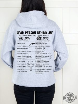 Dear Person Behind Me Shirt You Say God Says Cute Christian Shirt Doodle Bible Affirmations revetee.com 2