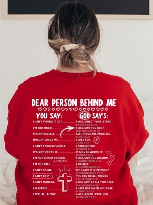 Dear Person Behind Me Shirt You Say God Says Cute Christian Shirt Doodle Bible Affirmations revetee.com 4