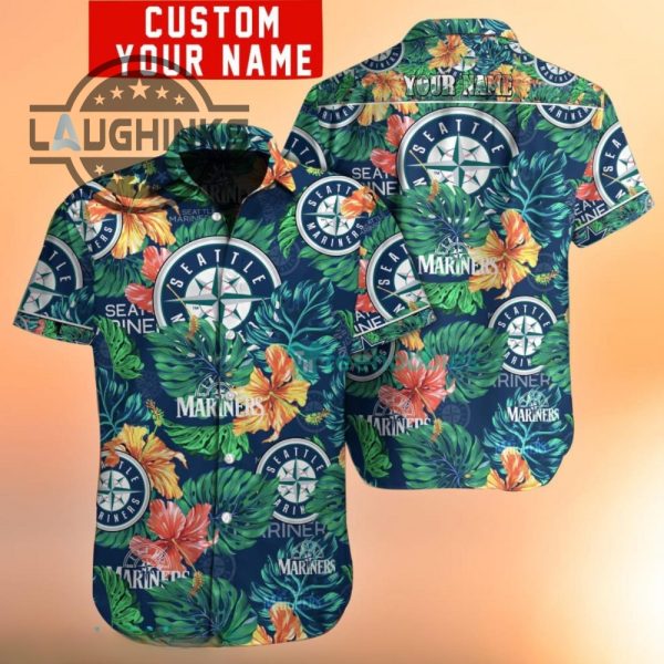custom name seattle mariners hawaiian shirt and shorts baseball mlb hawaiian shirt laughinks.com 2