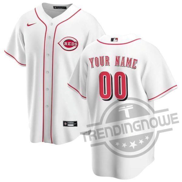 Cincinnati Reds White Home Replica Custom Jersey trendingnowe.com 1