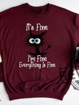 Its Fine Im Fine Everything Is Fine Shirt Cat Funny Shirt Introvert Gift For Daughter Son revetee 3