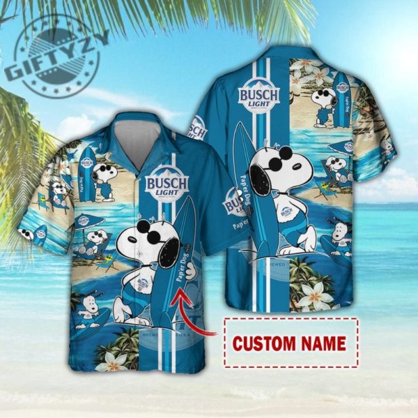 Busch Light Snoopy Sea Beach Island Summer Beer 3D Over Printed Personalized Custom Name Apparel giftyzy 1