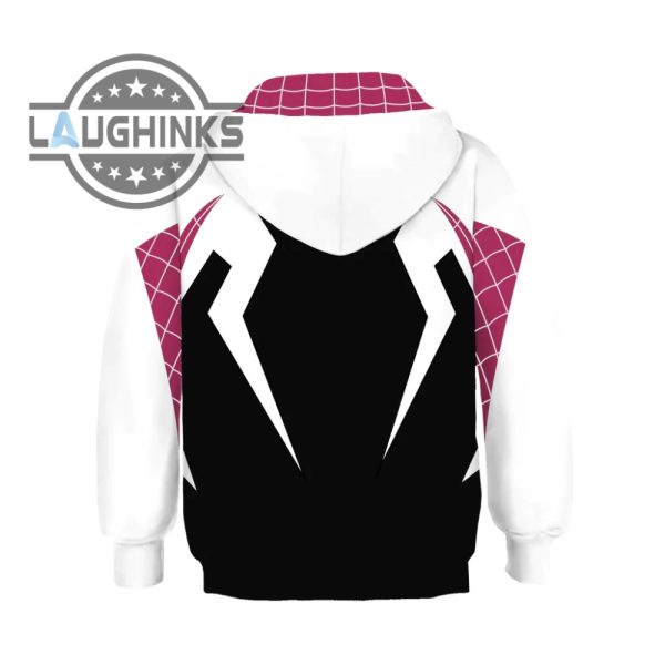 spider gwen stacy cosplay all over printed costume t shirt sweatshirt hoodie for kids adults laughinks.com 4