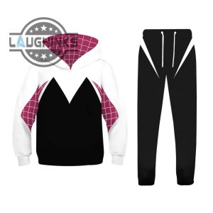 spider gwen stacy cosplay all over printed costume t shirt sweatshirt hoodie for kids adults laughinks.com 6