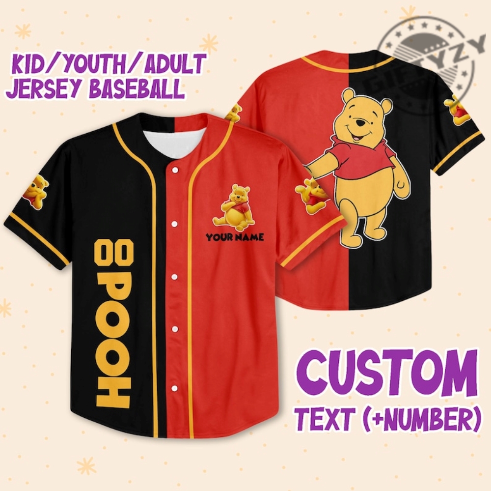 Pooh Skateboarding Custom Name 3D All Over Print Baseball Hockey Jersey