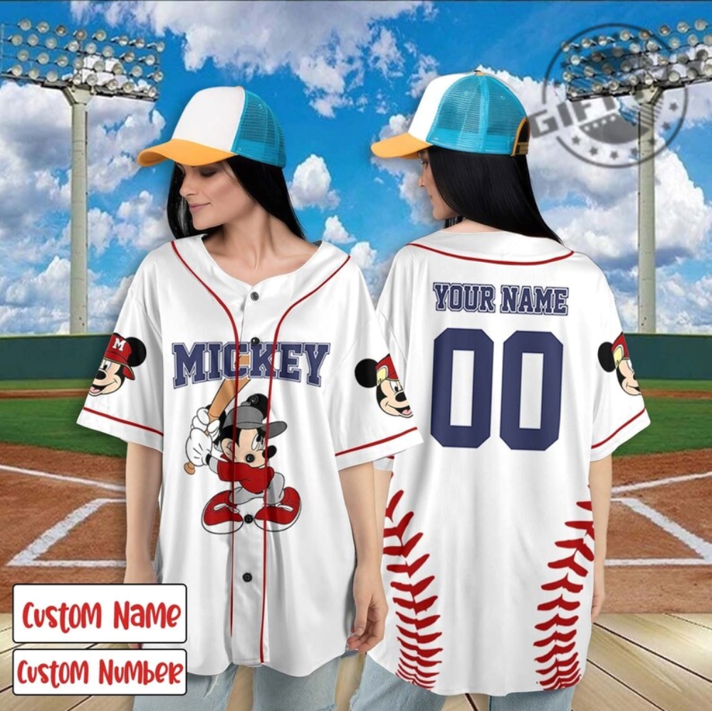 Mickey Mouse Disney Cartoon Custom Name Baseball Jersey Shirt