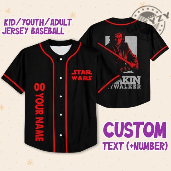 Star Wars Anakin Red Custom Name 3D All Over Print Baseball Hockey Jersey giftyzy.com 1