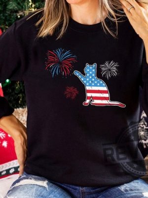 Funny American Cat Shirt Cat Lover Shirt Patriotic Independence Day Gift revetee.com 2 2