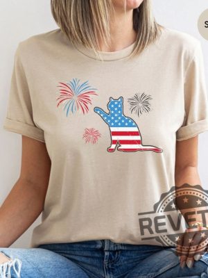 Funny American Cat Shirt Cat Lover Shirt Patriotic Independence Day Gift revetee.com 3 2