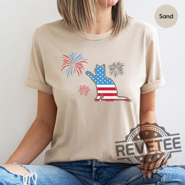 Funny American Cat Shirt Cat Lover Shirt Patriotic Independence Day Gift revetee.com 3 2