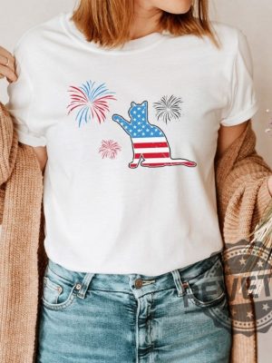 Funny American Cat Shirt Cat Lover Shirt Patriotic Independence Day Gift revetee.com 4 2