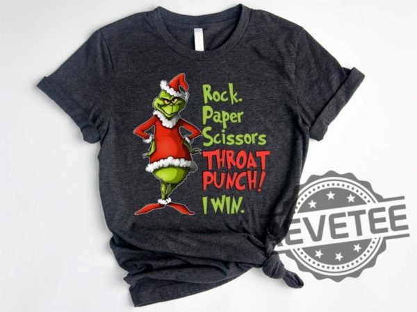 Grinch Rock Paper Scissors Throat Punch I Win Christmas Shirt Funny Christmas Shirt revetee.com 1