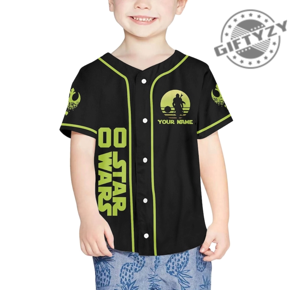 Personalized Baby Yoda Lime Green White Baseball Jersey - T-shirts Low Price