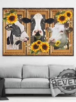 Cow Sunflower Custom Canvas revetee 1