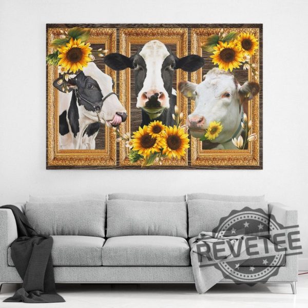 Cow Sunflower Custom Canvas revetee 1
