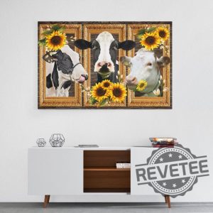 Cow Sunflower Custom Canvas revetee 2