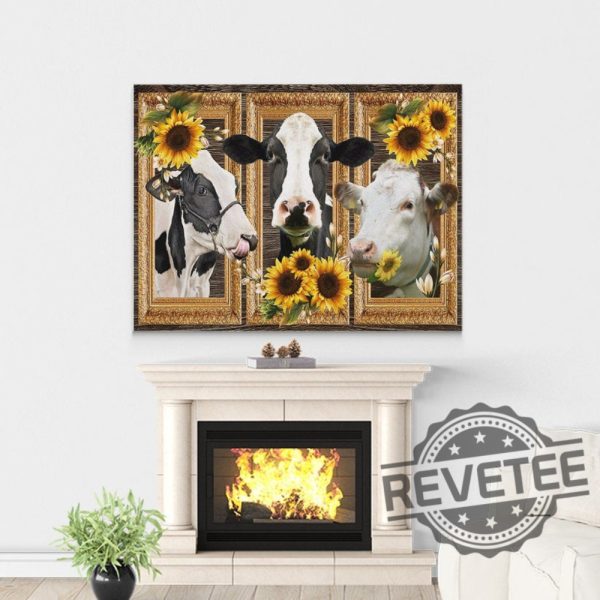 Cow Sunflower Custom Canvas revetee 3