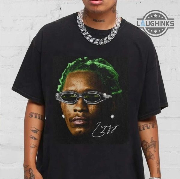 young thug gunna graphic tee green rapper concert merch kanye thugger slime season laughinks.com 3