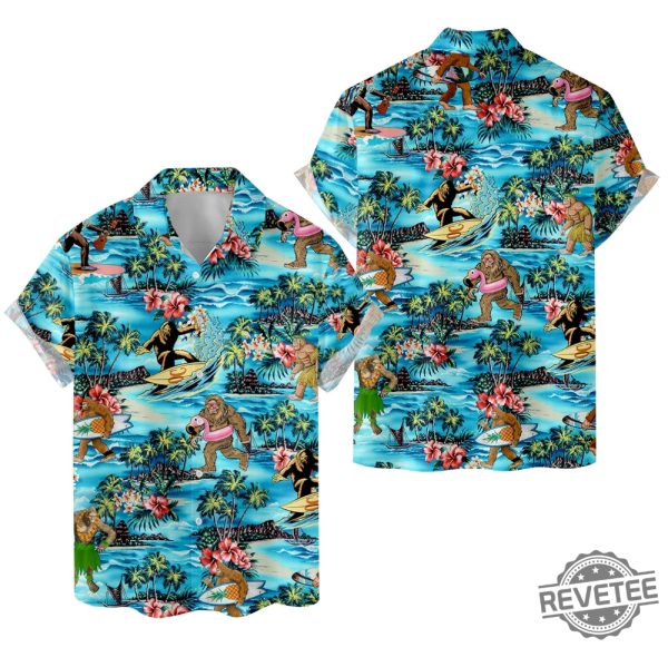 Bigfoot Hawaiian Shirts For Men Women Tropical Summer Aloha Casual Shirt revetee.com 1 1